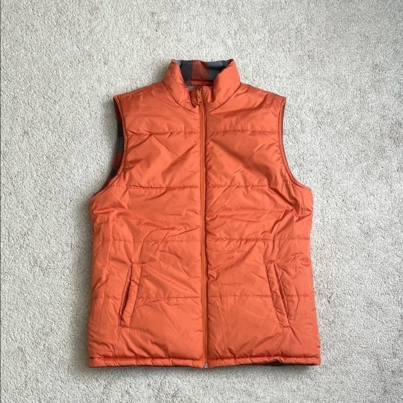 Route 66 Orange and Gray REVERSIBLE Puffer Jacket with Quilted Design - Picture 3 of 6
